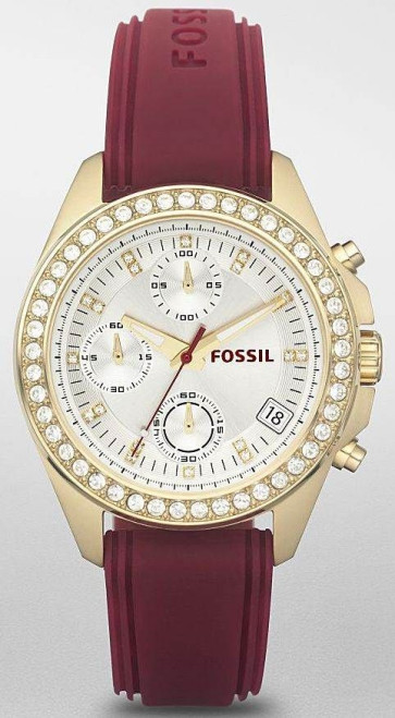 Horlogeband Fossil ES2964 Silicoon Rood 18mm
